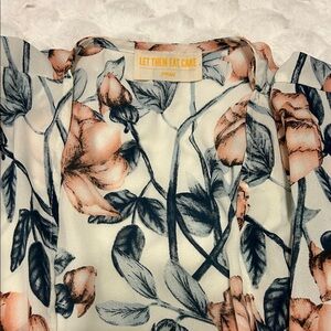 Let Them Eat Cake Floral Women's Tunic Top - Cream and Black